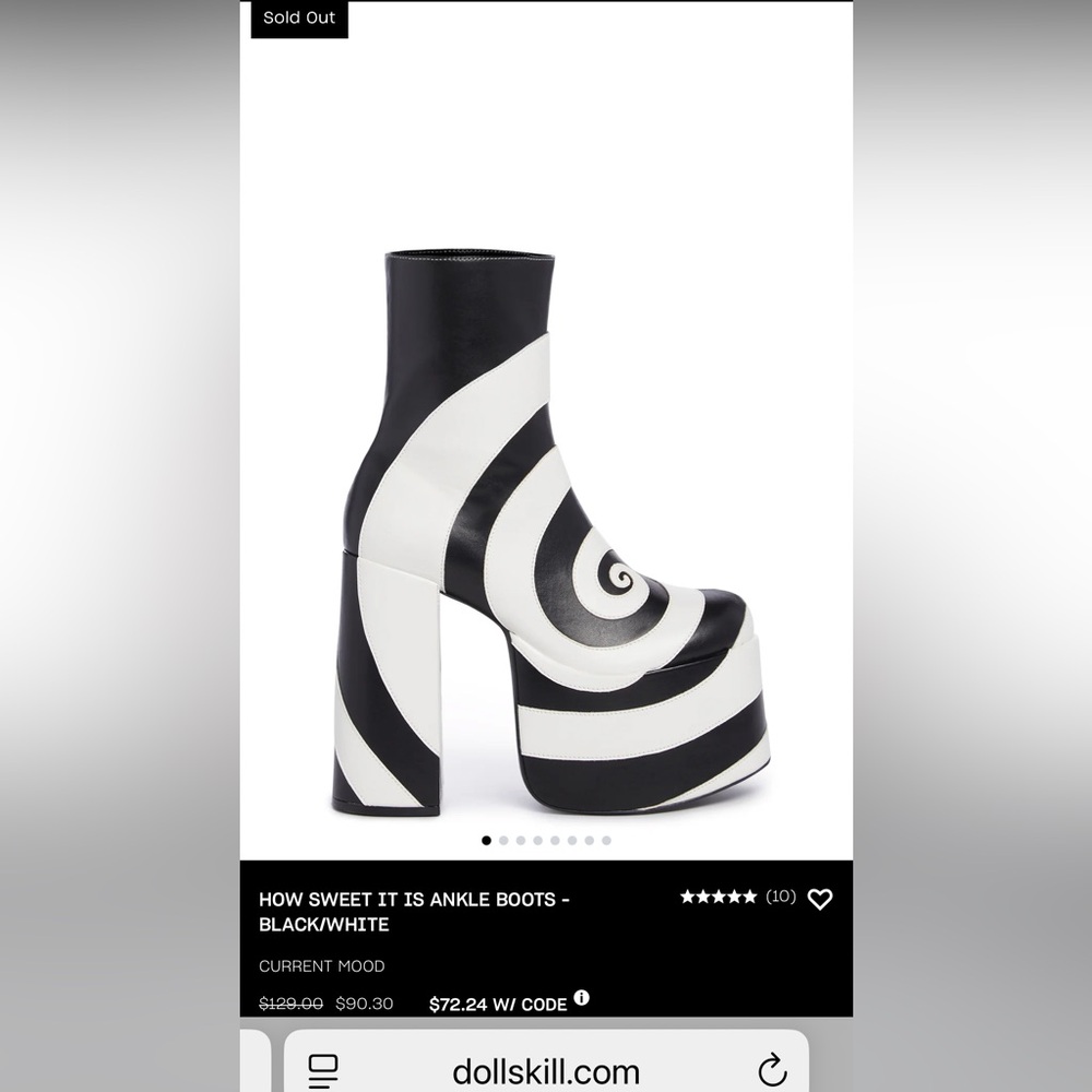 Dolls Kill Black and White Swirl Platform Boots